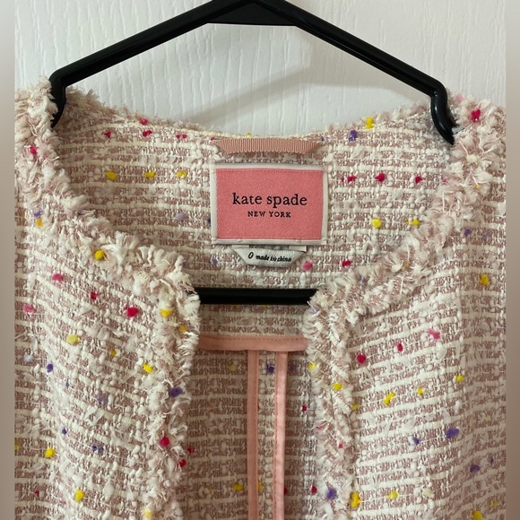 Kate Spade Multicolour Tweed Preppy Career Spring Summer Girly Blazer Size 0 - Picture 7 of 10